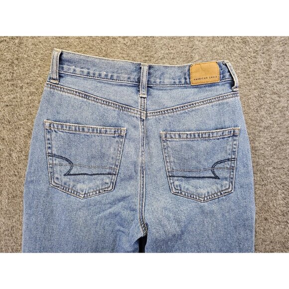 American Eagle Jeans Womens Size 0 Medium Wash Mom Jean Distressed Stretch - Picture 3 of 11